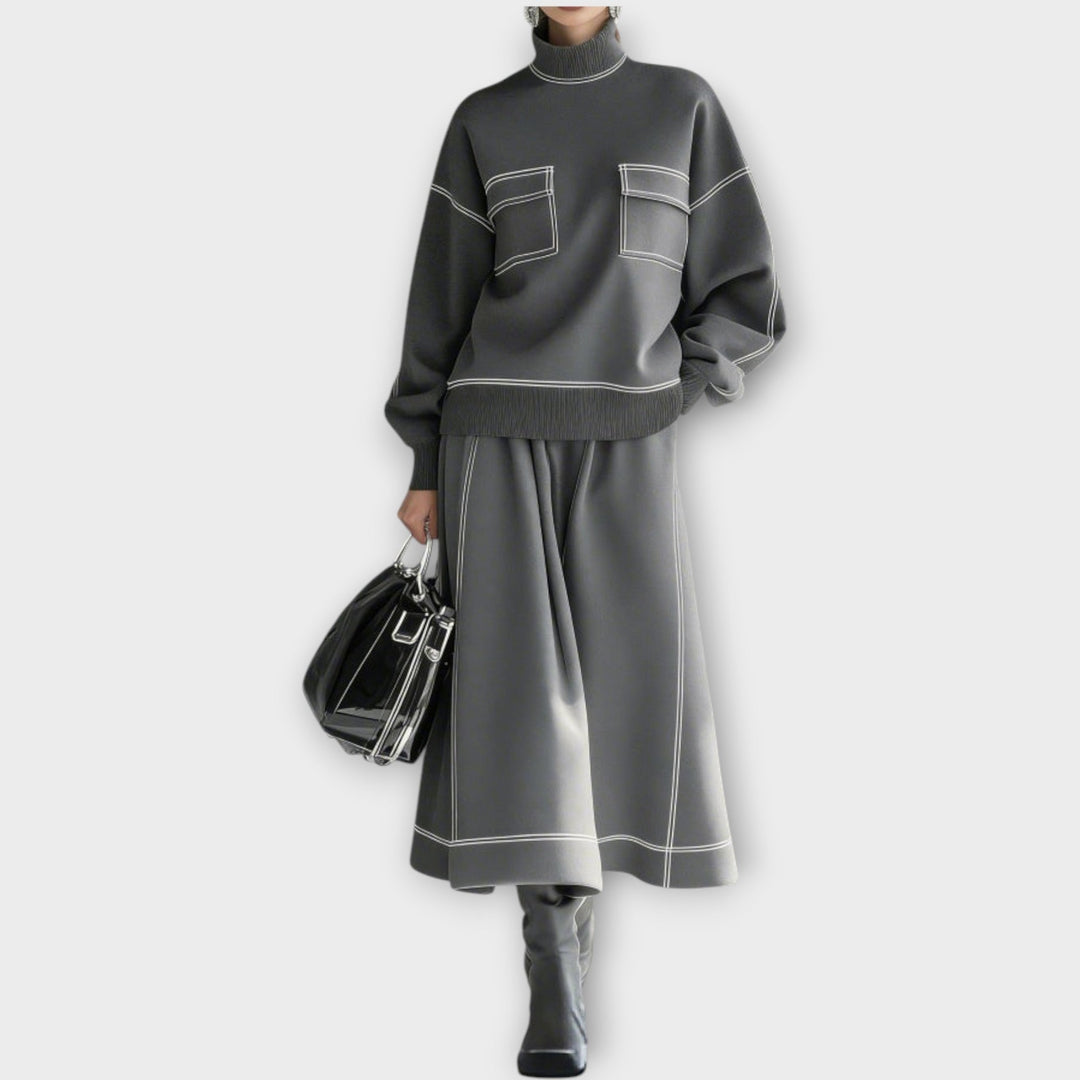 Minimalist Contrast Stitch Two-Piece Set