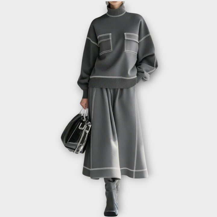 Minimalist Contrast Stitch Two-Piece Set