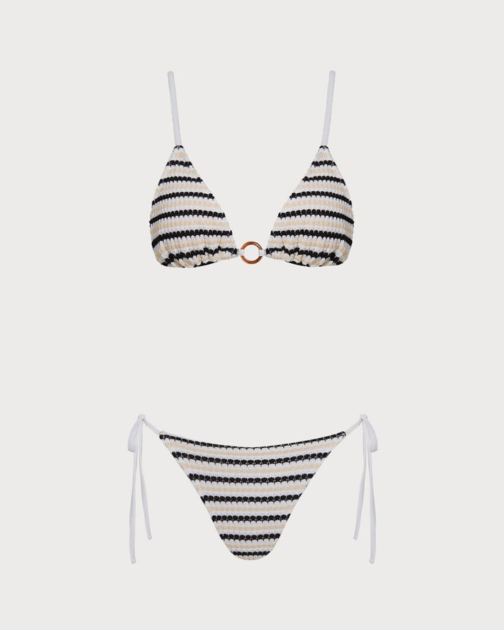 Clara & Sophia | V Neck Triangle Bikini Set for Women in O-Ring Design