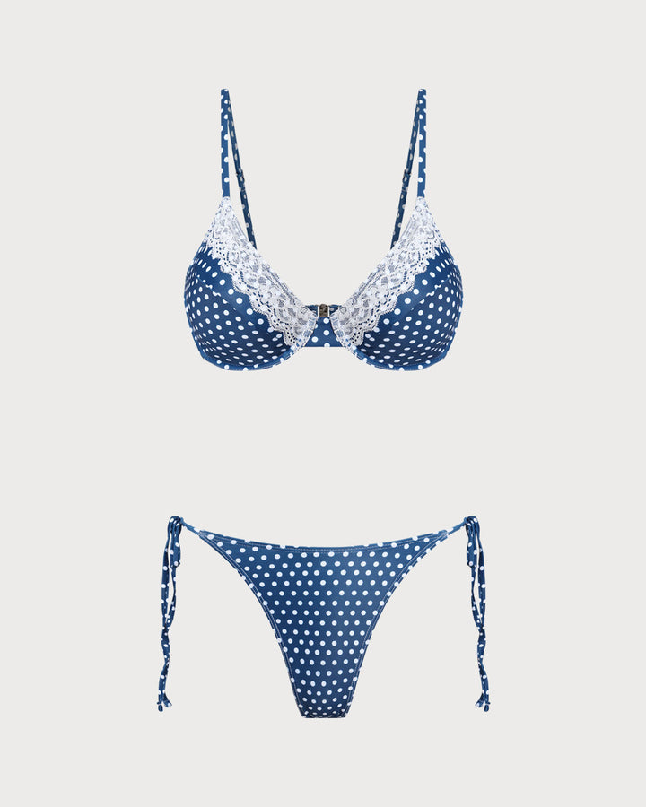 Clara & Sophia | Underwire Bikini Set for Women in Blue Polka Dot
