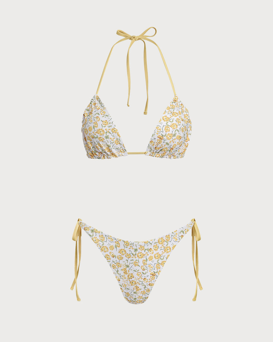 Clara & Sophia | Floral Triangle Bikini Set for Women in Yellow