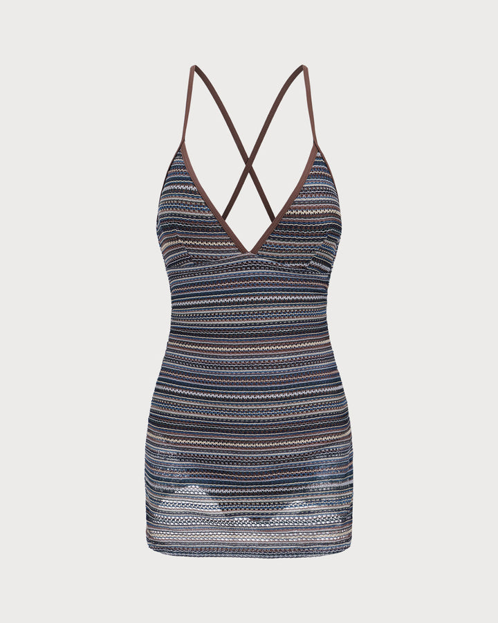 Clara & Sophia | Striped Backless One-Piece Swimwear