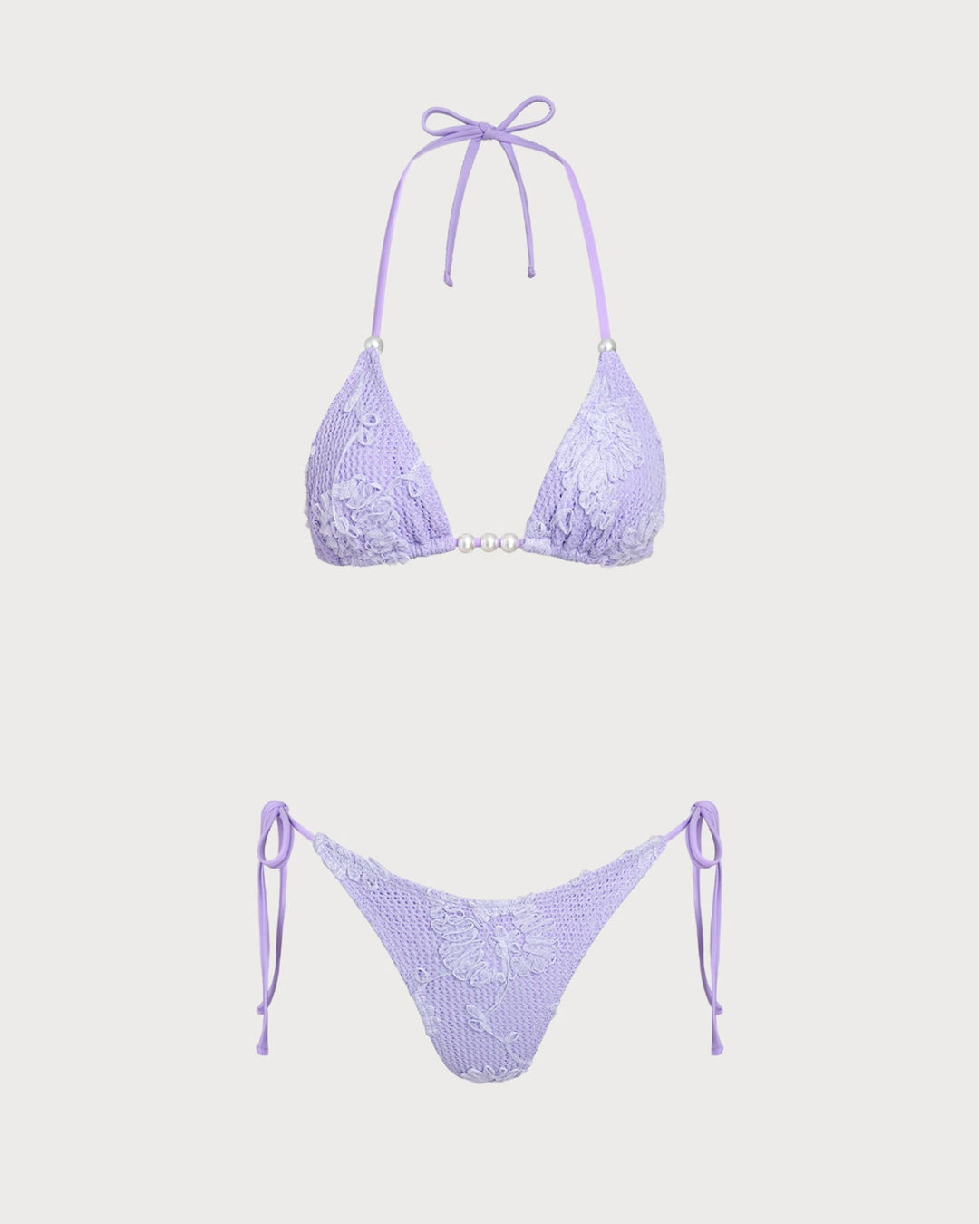 Clara & Sophia | Jacquard Halter Bikini Set for Women in Purple
