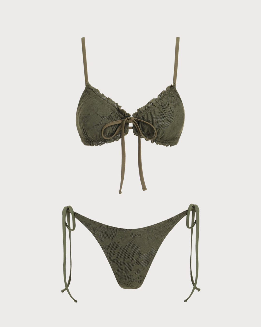 Clara & Sophia | Jacquard Bikini Set for Women in Army Green