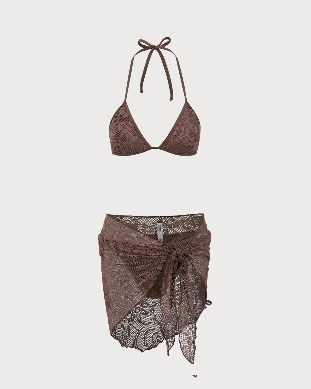 Clara & Sophia | Textured Halter Bikini Suit for Women in Brown