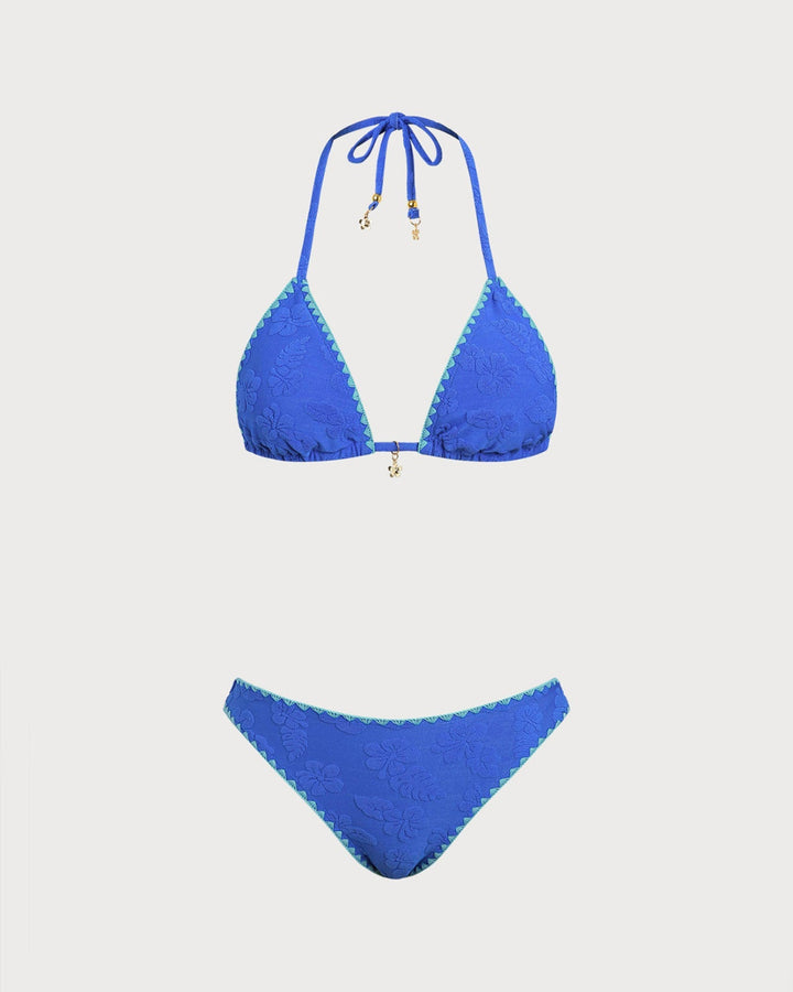 Clara & Sophia | Halter Bikini Set for Women in Blue with Contrasting Details