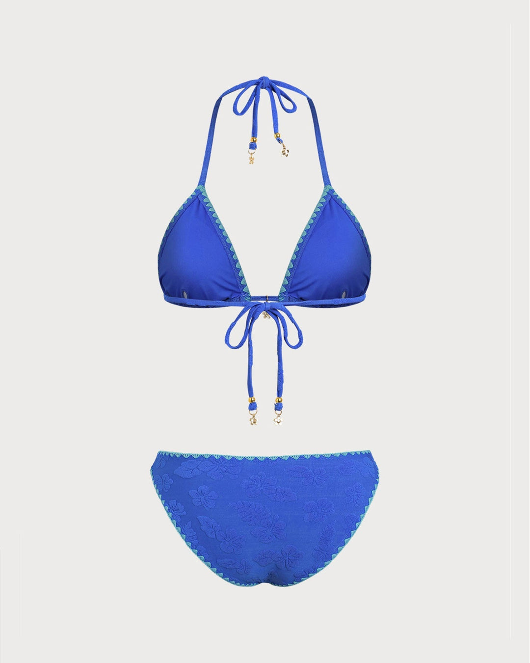 Clara & Sophia | Halter Bikini Set for Women in Blue with Contrasting Details