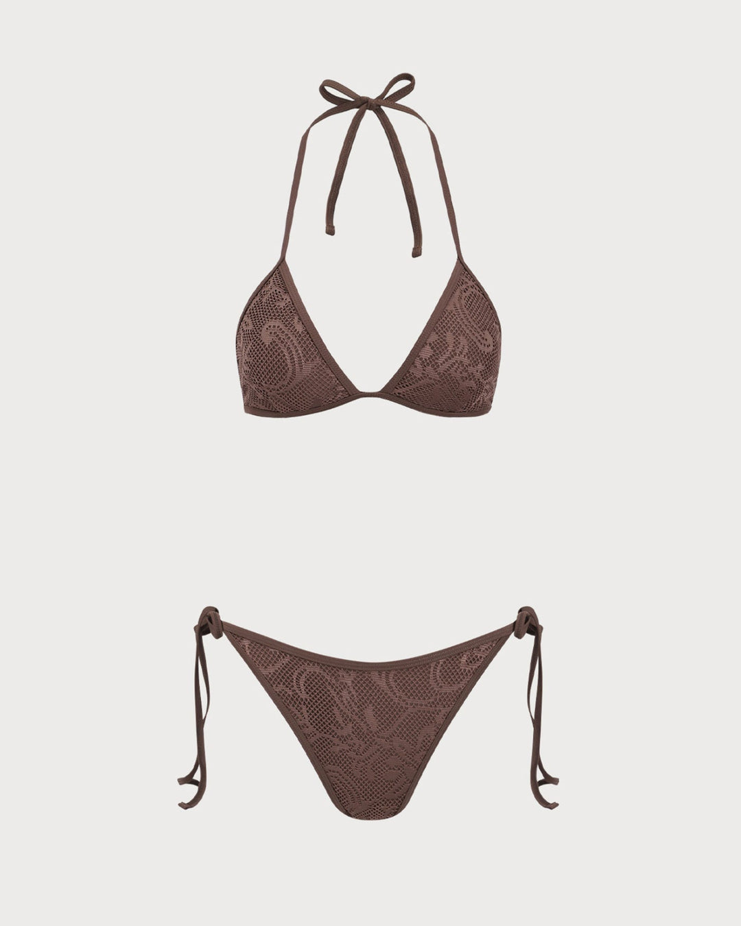 Clara & Sophia | Textured Halter Bikini Suit for Women in Brown