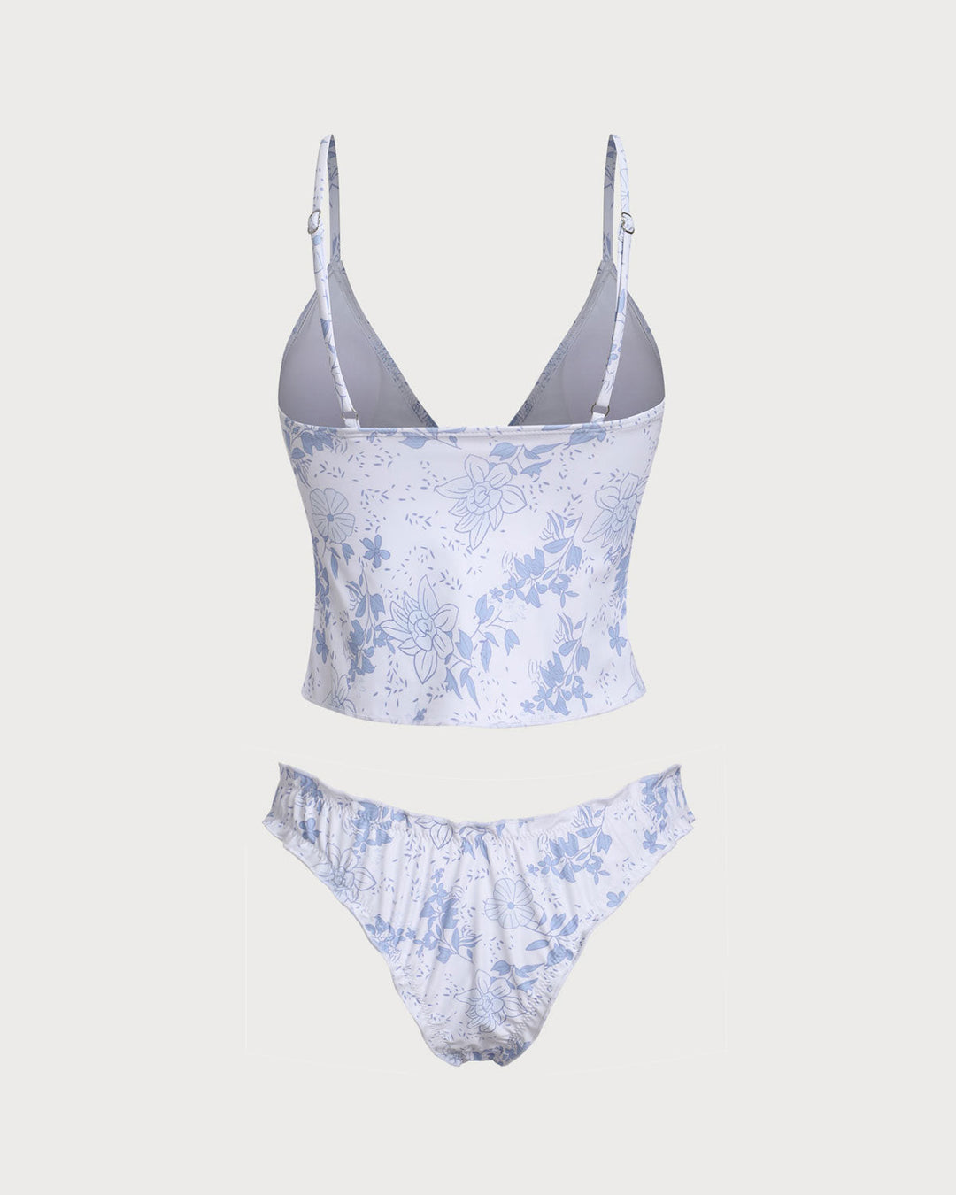 Clara & Sophia | Floral Tie Front Tankini Set for Women in Blue