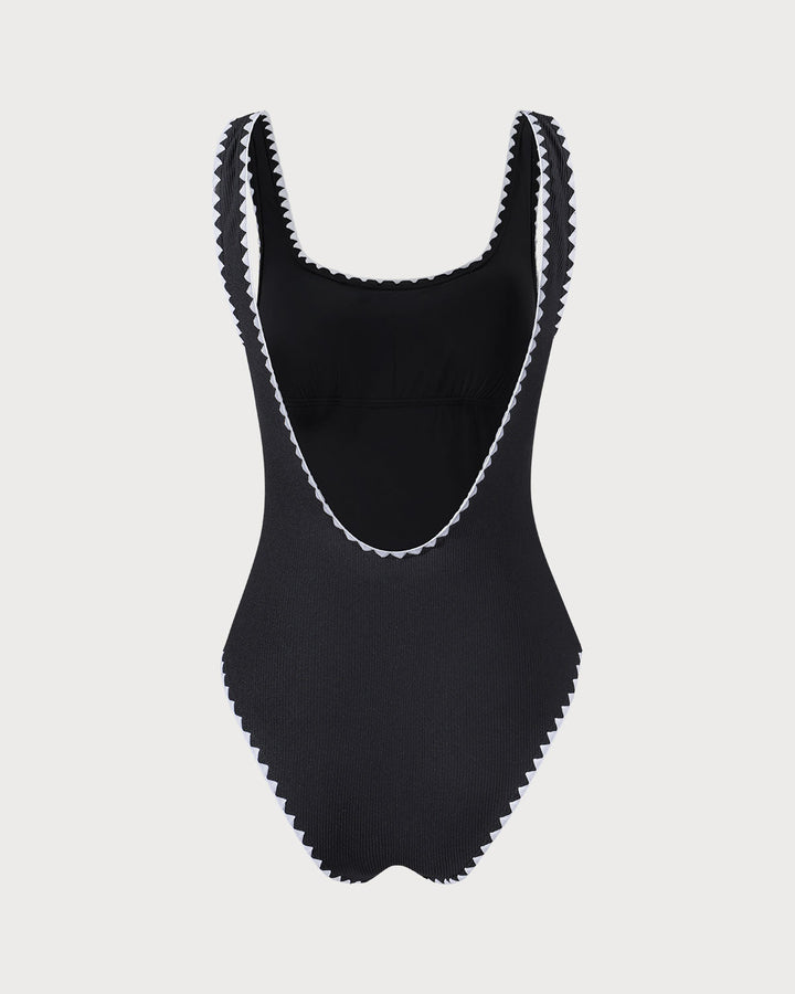 Clara & Sophia | Ribbed One Piece Swimwear for Women in Black