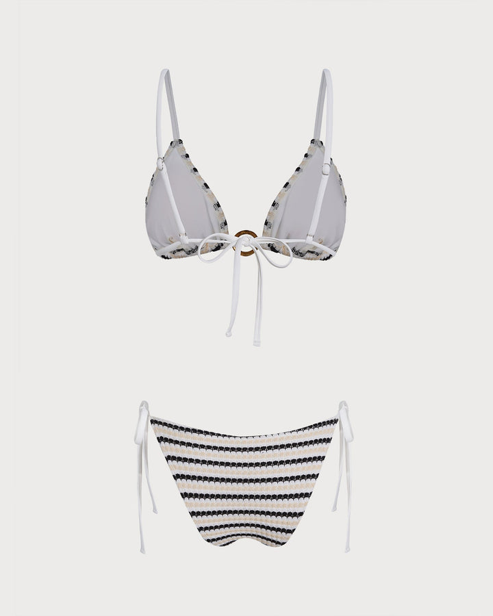 Clara & Sophia | V Neck Triangle Bikini Set for Women in O-Ring Design