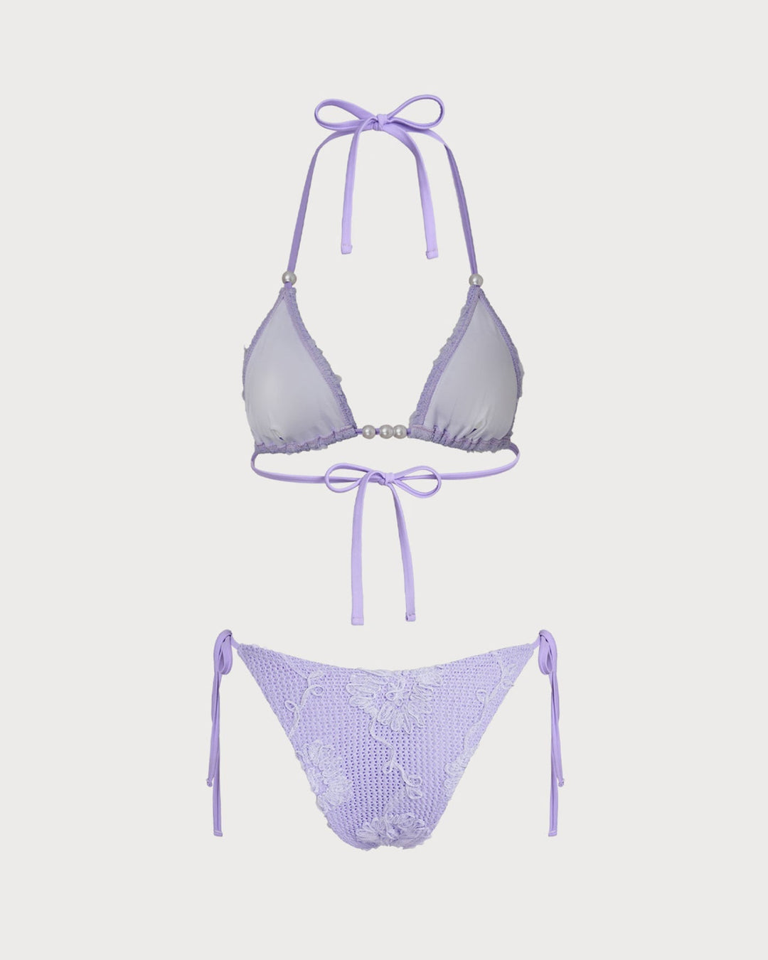 Clara & Sophia | Jacquard Halter Bikini Set for Women in Purple