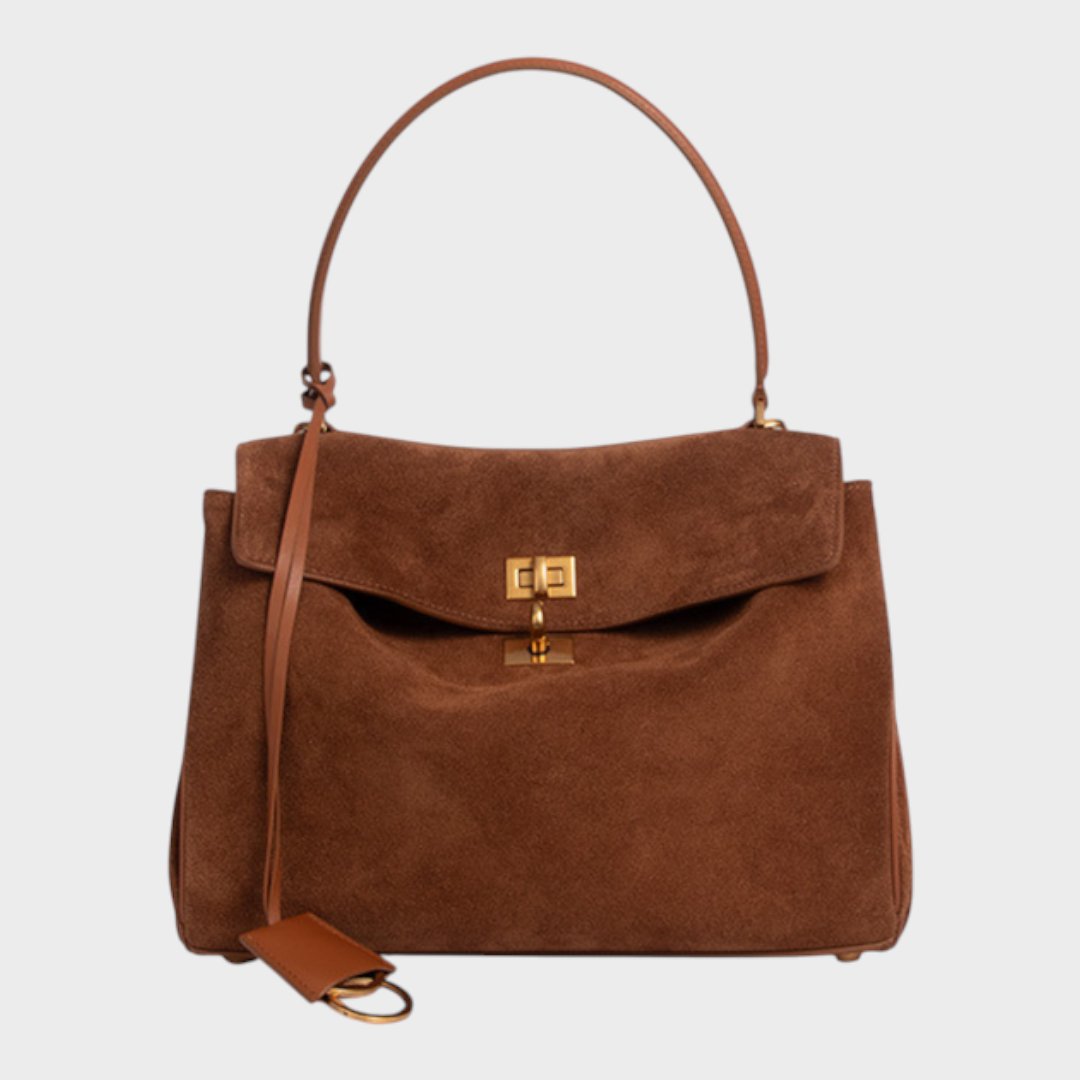 Soft Leather Handbag with Top Handle and Shoulder Strap
