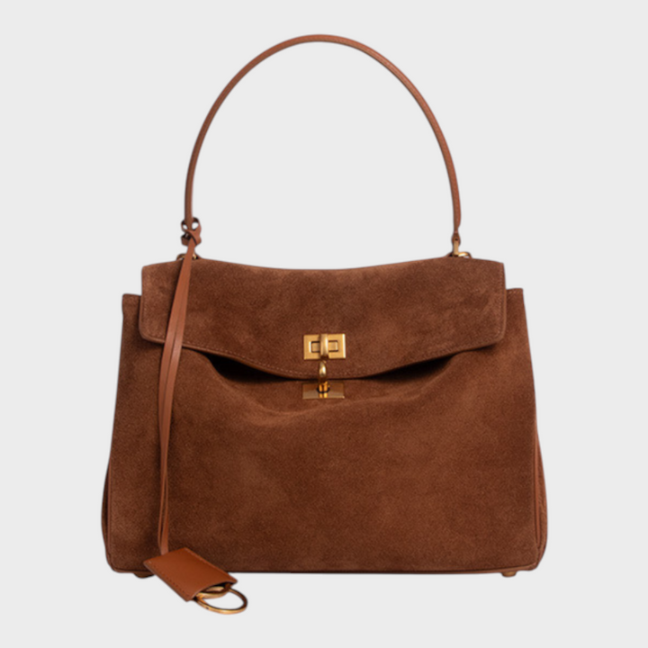 Two-Way Carry Leather Bag in Suede and Smooth Finishes