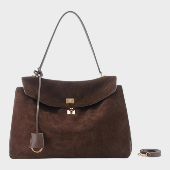 Soft Leather Handbag with Top Handle and Shoulder Strap