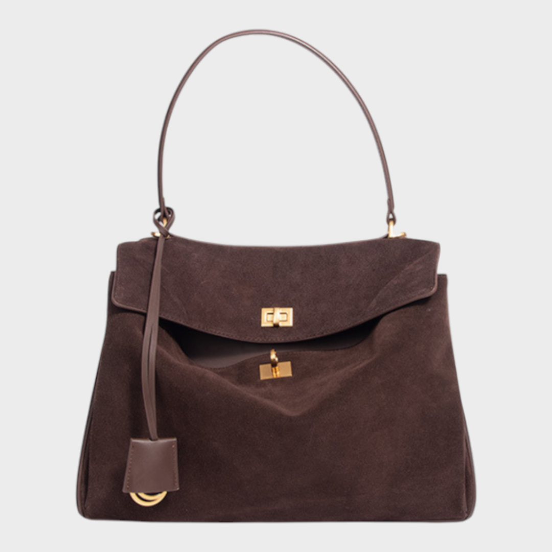 Two-Way Carry Leather Bag in Suede and Smooth Finishes