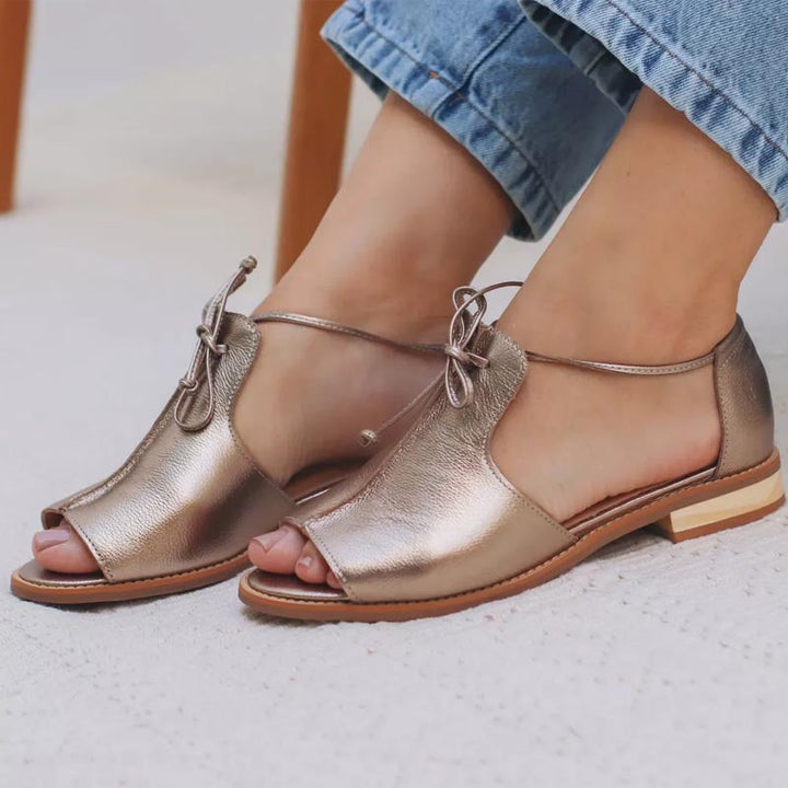 ARIANA – METALLIC PEEP-TOE SANDALS