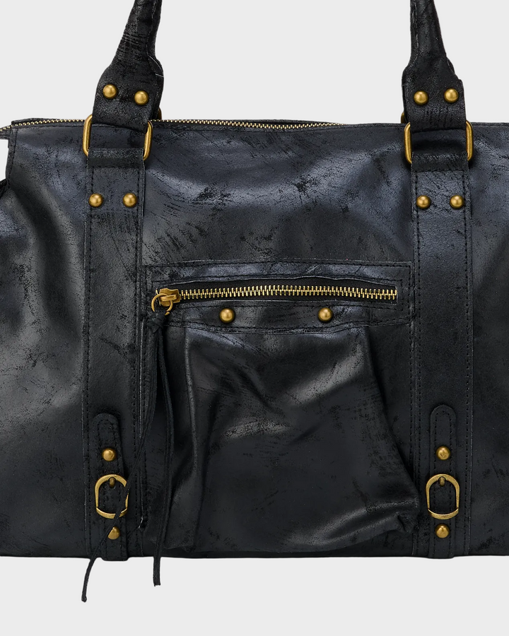 Minimal Black Carryall with Adjustable Inner Cord