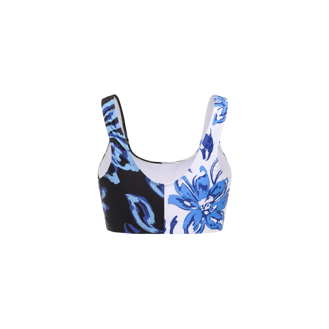 Color Block Printed Long Sleeve One Piece Surf Swimsuit and Skirt