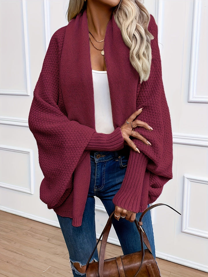 Comfortable Waterfall Knit Cardigan for Women with Shawl Collar Dolman Sleeve Oversized Relaxed Style