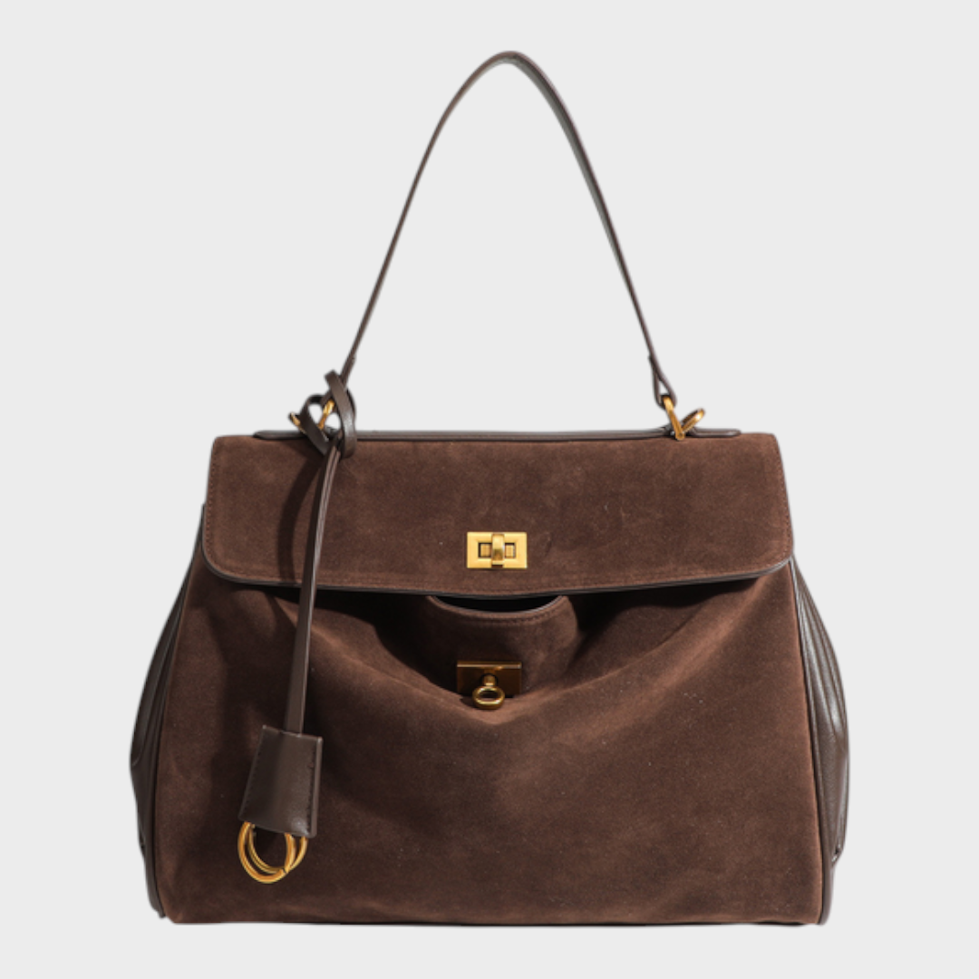 Soft Leather Handbag with Top Handle and Shoulder Strap