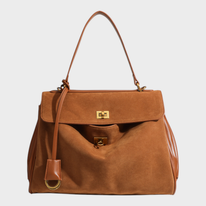 Two-Way Carry Leather Bag in Suede and Smooth Finishes
