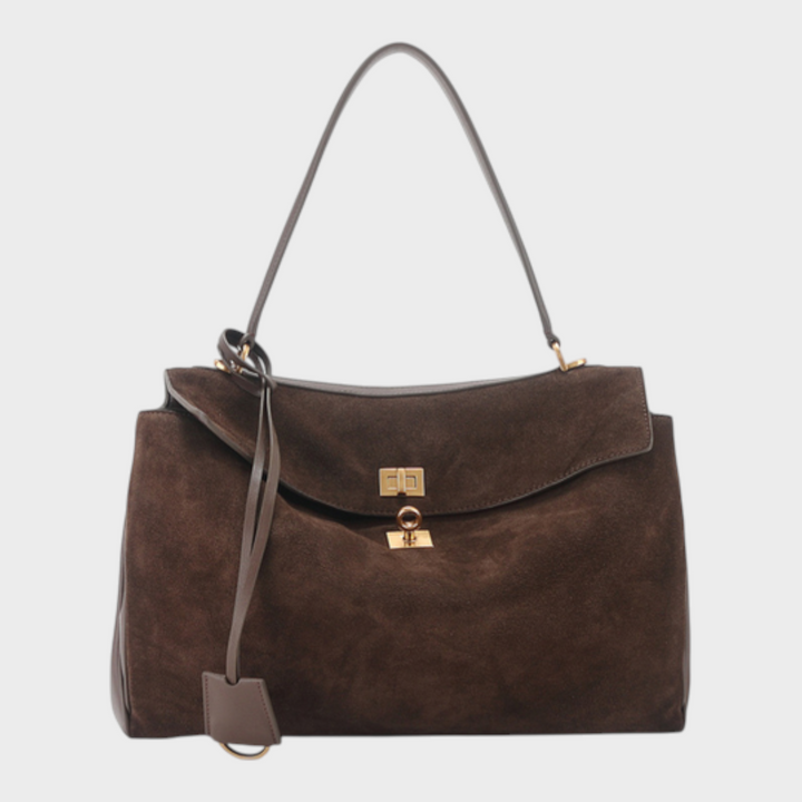 Soft Leather Handbag with Top Handle and Shoulder Strap