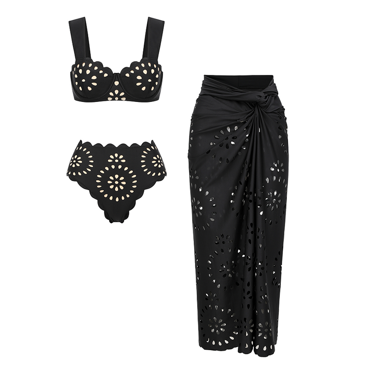 Underwire Black CutoutSwimsuit Set(s)