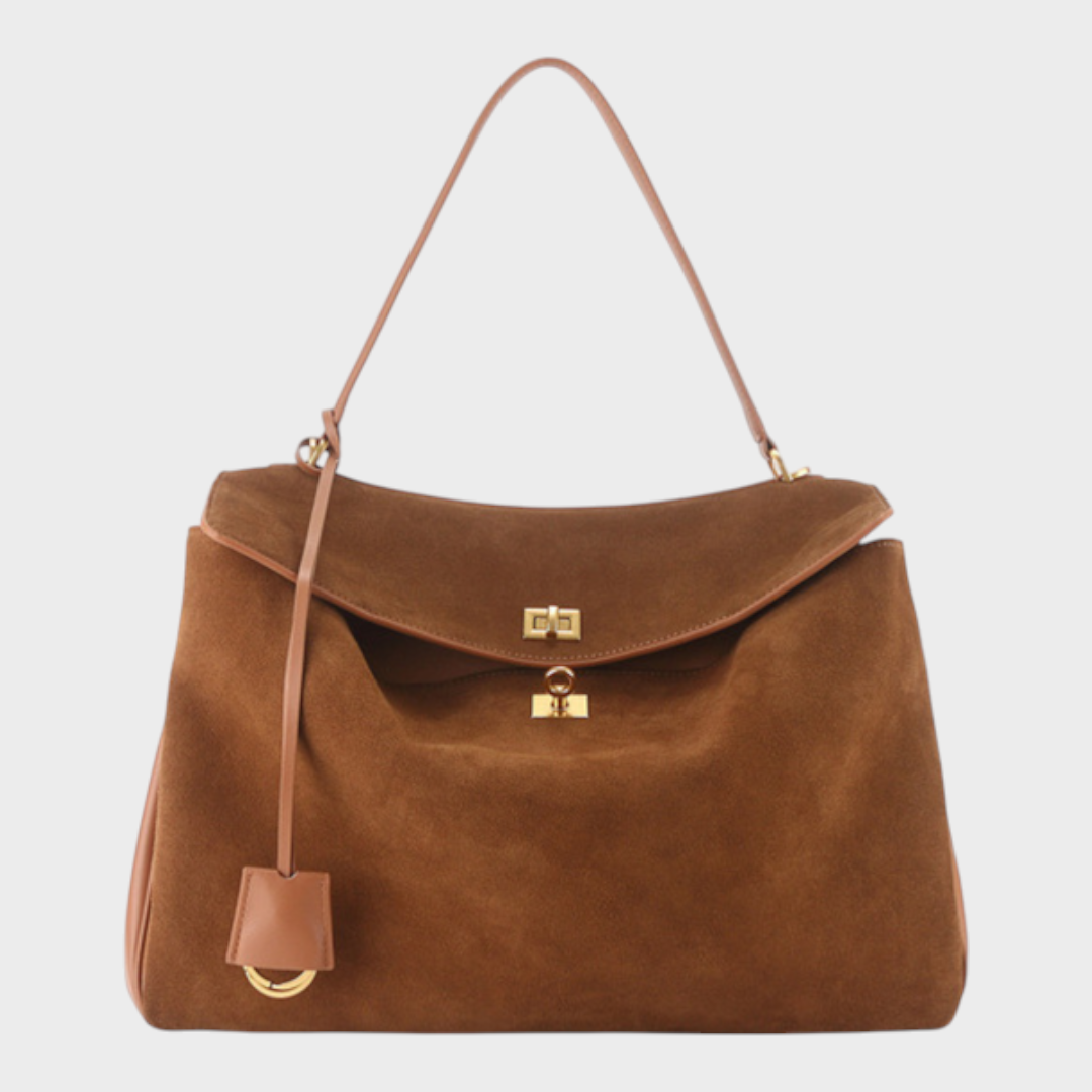 Two-Way Carry Leather Bag in Suede and Smooth Finishes