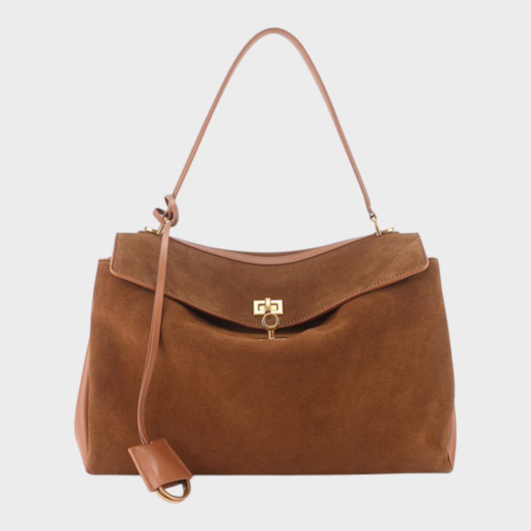 Two-Way Carry Leather Bag in Suede and Smooth Finishes