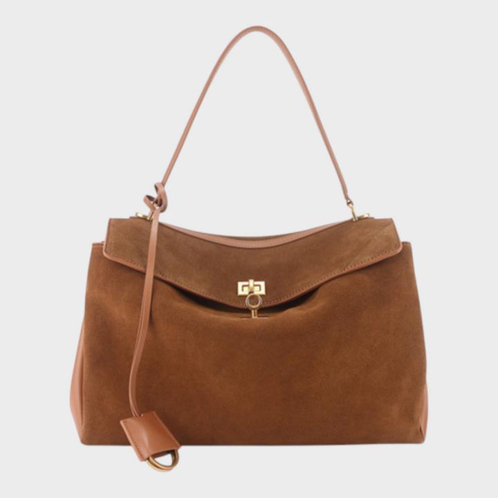 Two-Way Carry Leather Bag in Suede and Smooth Finishes