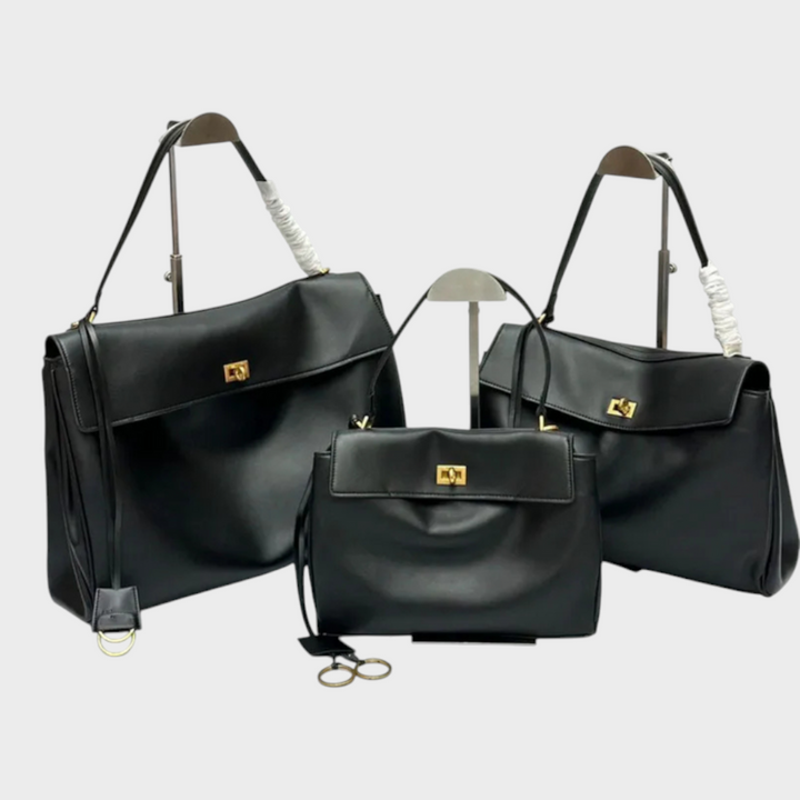 Cowhide Shoulder Bag with Magnetic Flap Closure