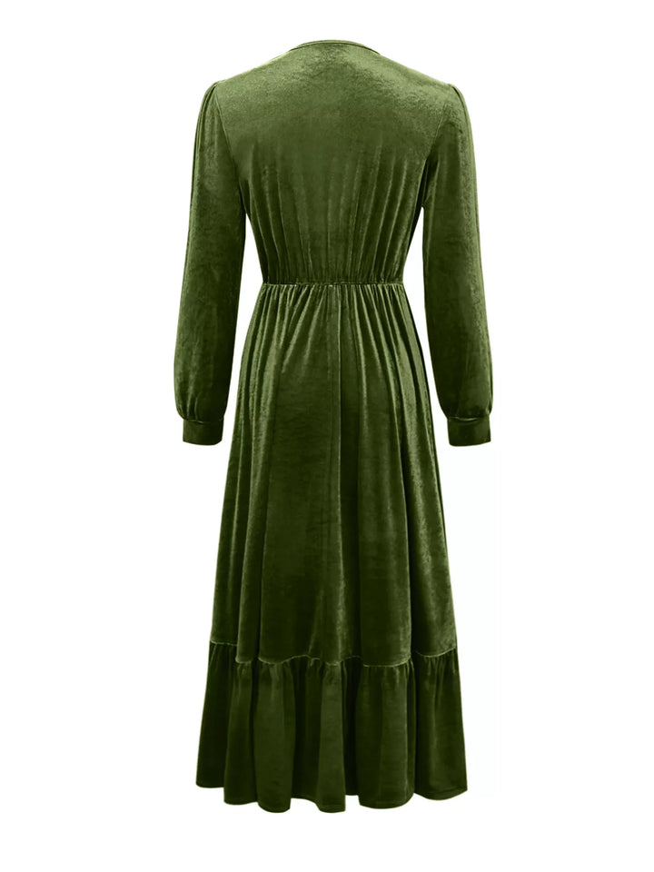 Ruffled Hem Long Sleeve Dress