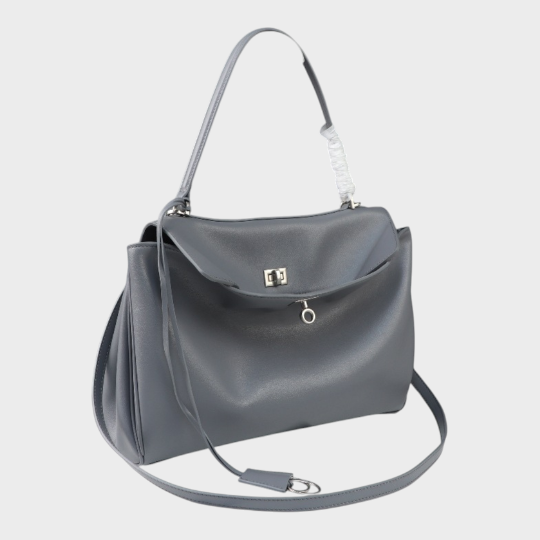 Soft Leather Handbag with Top Handle and Shoulder Strap