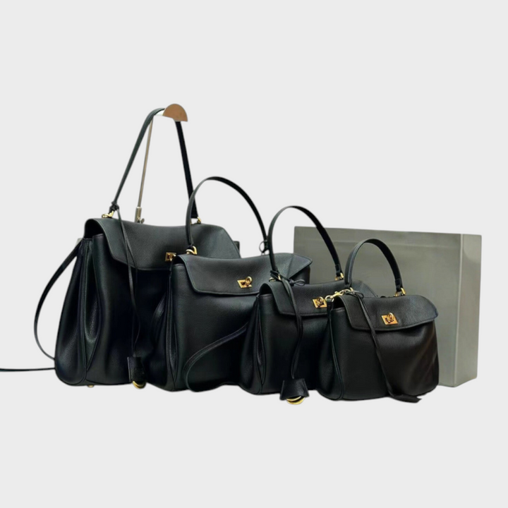 Cowhide Shoulder Bag with Magnetic Flap Closure