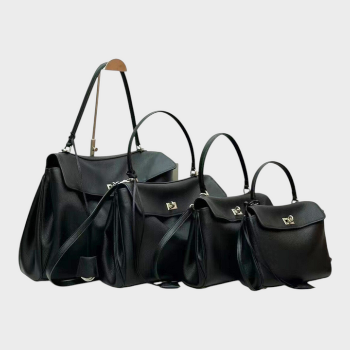 Cowhide Shoulder Bag with Magnetic Flap Closure
