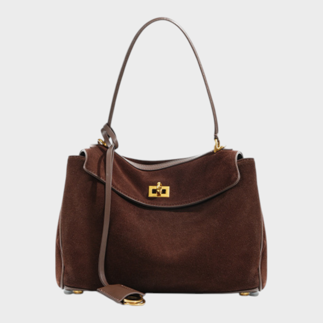 Two-Way Carry Leather Bag in Suede and Smooth Finishes