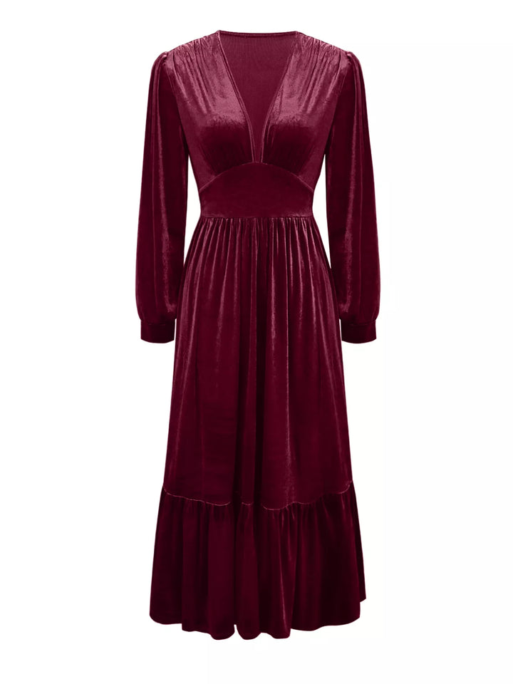 Ruffled Hem Long Sleeve Dress