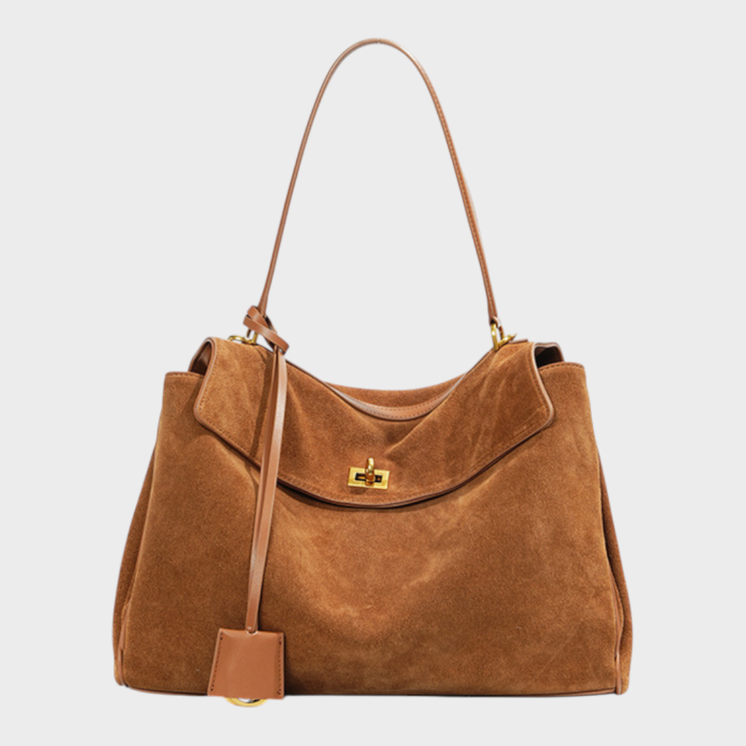 Soft Leather Handbag with Top Handle and Shoulder Strap