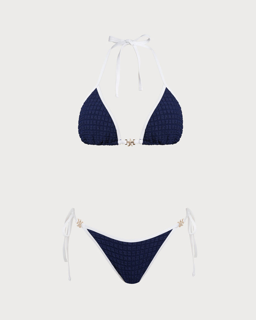 Clara & Sophia | Halter Bikini Set for Women in Blue with Contrasting Details