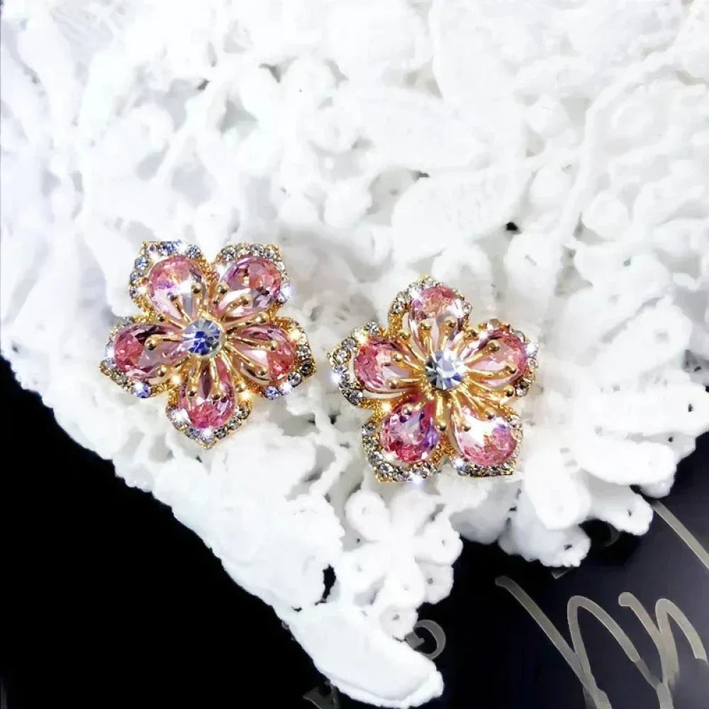 Sterling Silver Earrings with Colorful Zirconia