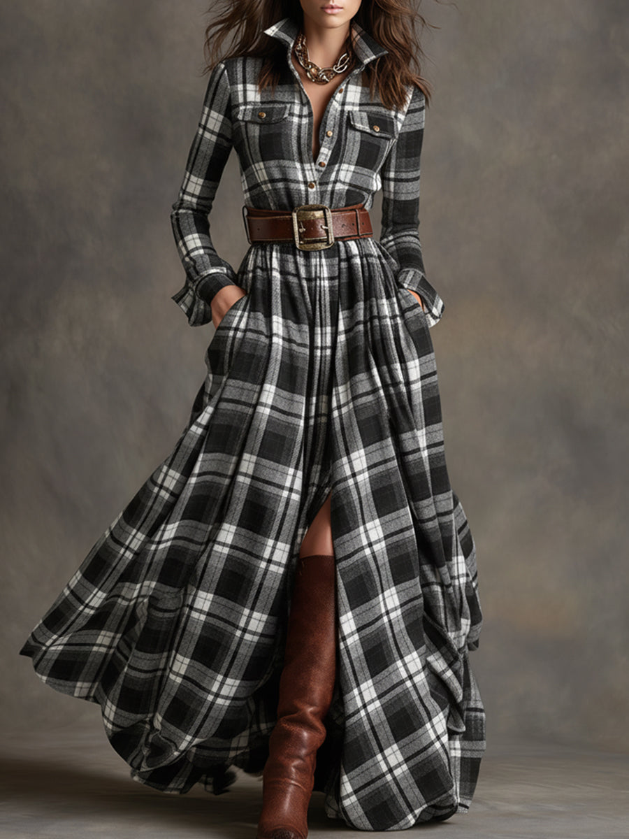 HADLEY – TIMELESS PLAID SHIRT MAXI DRESS