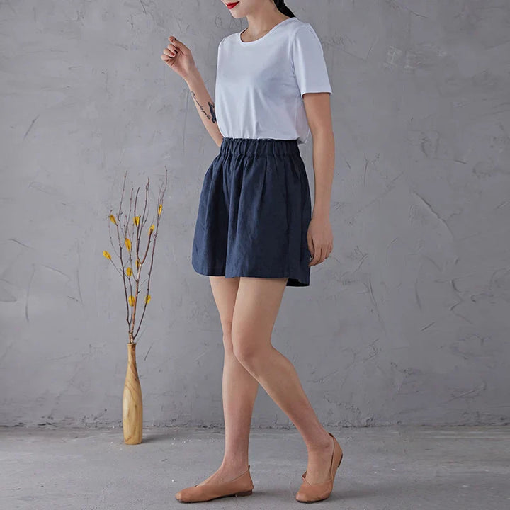 Clara & Sophia | Relaxed Fit Drawstring Linen Shorts