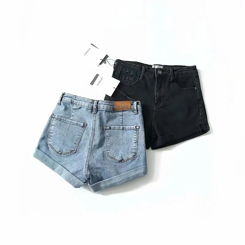 Clara & Sophia | Blue Washed Cutoff Hem Denim Shorts