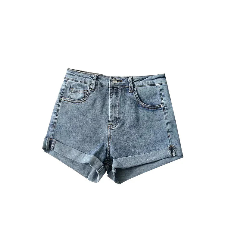 Clara & Sophia | Blue Washed Cutoff Hem Denim Shorts