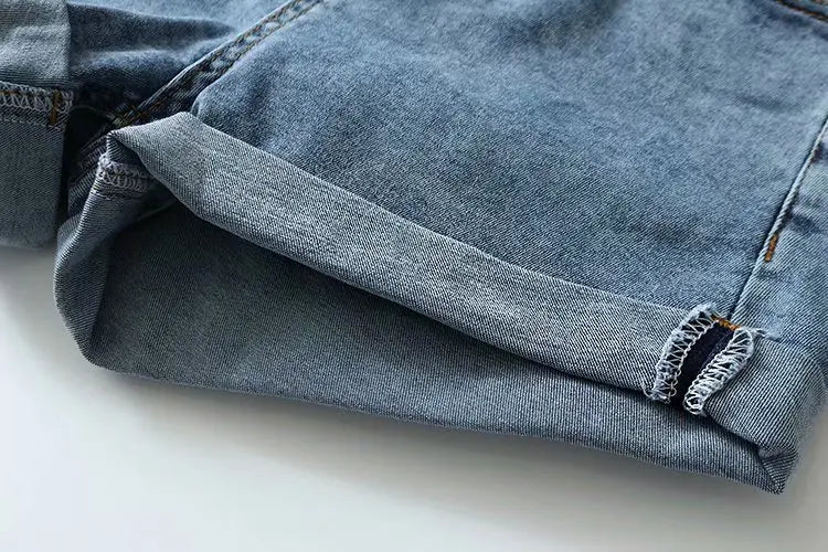 Clara & Sophia | Blue Washed Cutoff Hem Denim Shorts