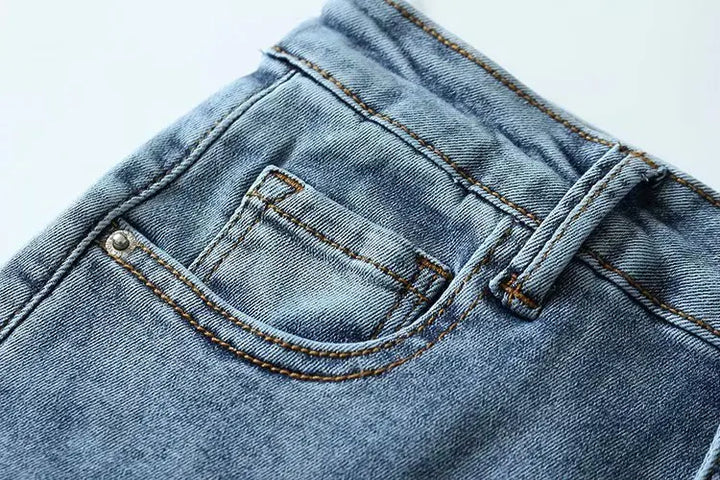Clara & Sophia | Blue Washed Cutoff Hem Denim Shorts