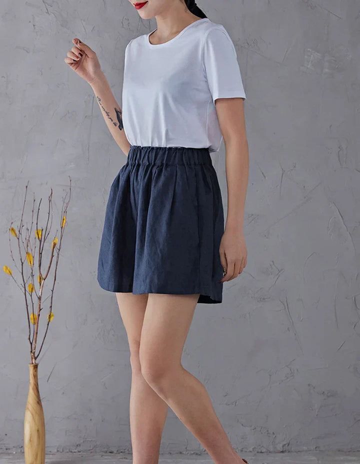 Clara & Sophia | Relaxed Fit Drawstring Linen Shorts