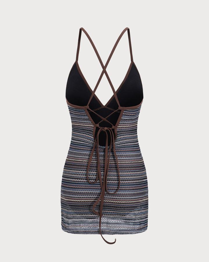 Clara & Sophia | Striped Backless One-Piece Swimwear