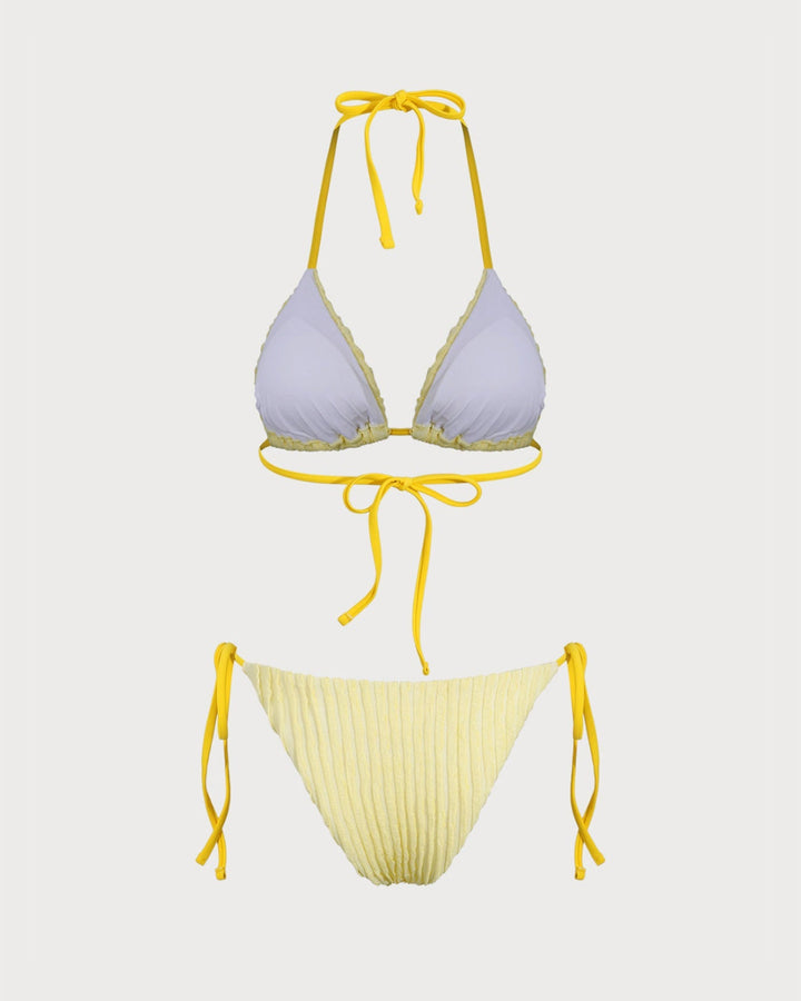 Clara & Sophia | Halter Triangle Bikini Set for Women in Yellow